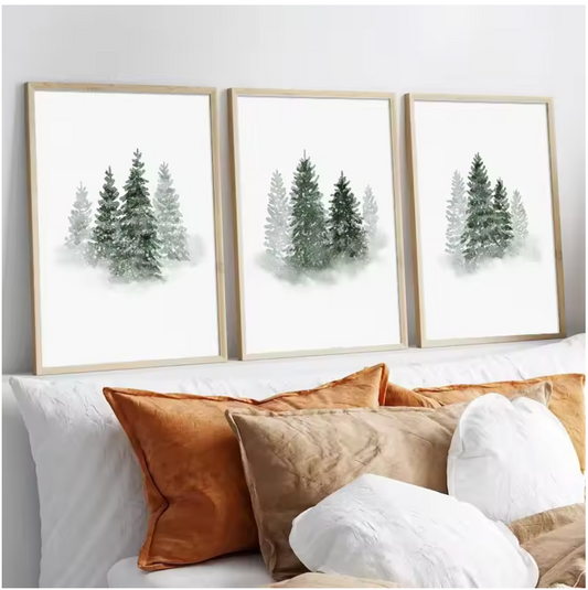 Watercolour Christmas Tree Winter Snowy